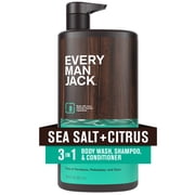 Every Man Jack Sea Salt + Citrus Hydrating Mens 3-in-1 - Body Wash and Shampoo and Conditioner - 28.8 fl oz