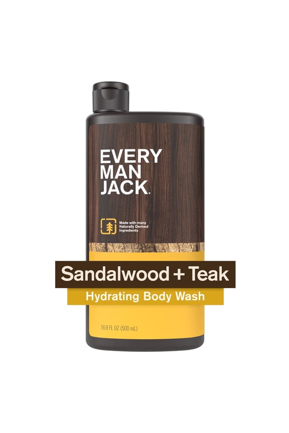 Sandalwood Teak Hydrating Body Wash for Men, Naturally Derived, 16.9 fl. oz
