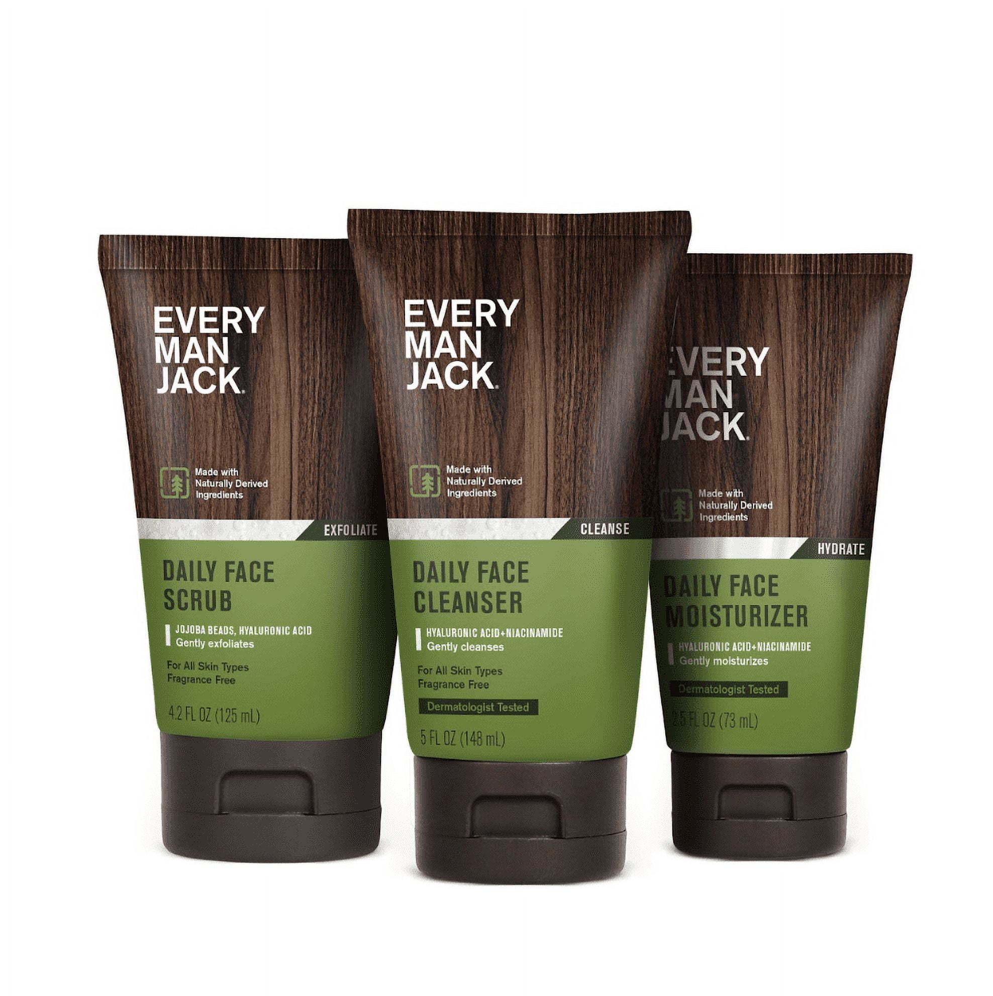 Every Man Jack Mens Daily Skin Regimen Set - Face Scrub, Wash, & Lotion