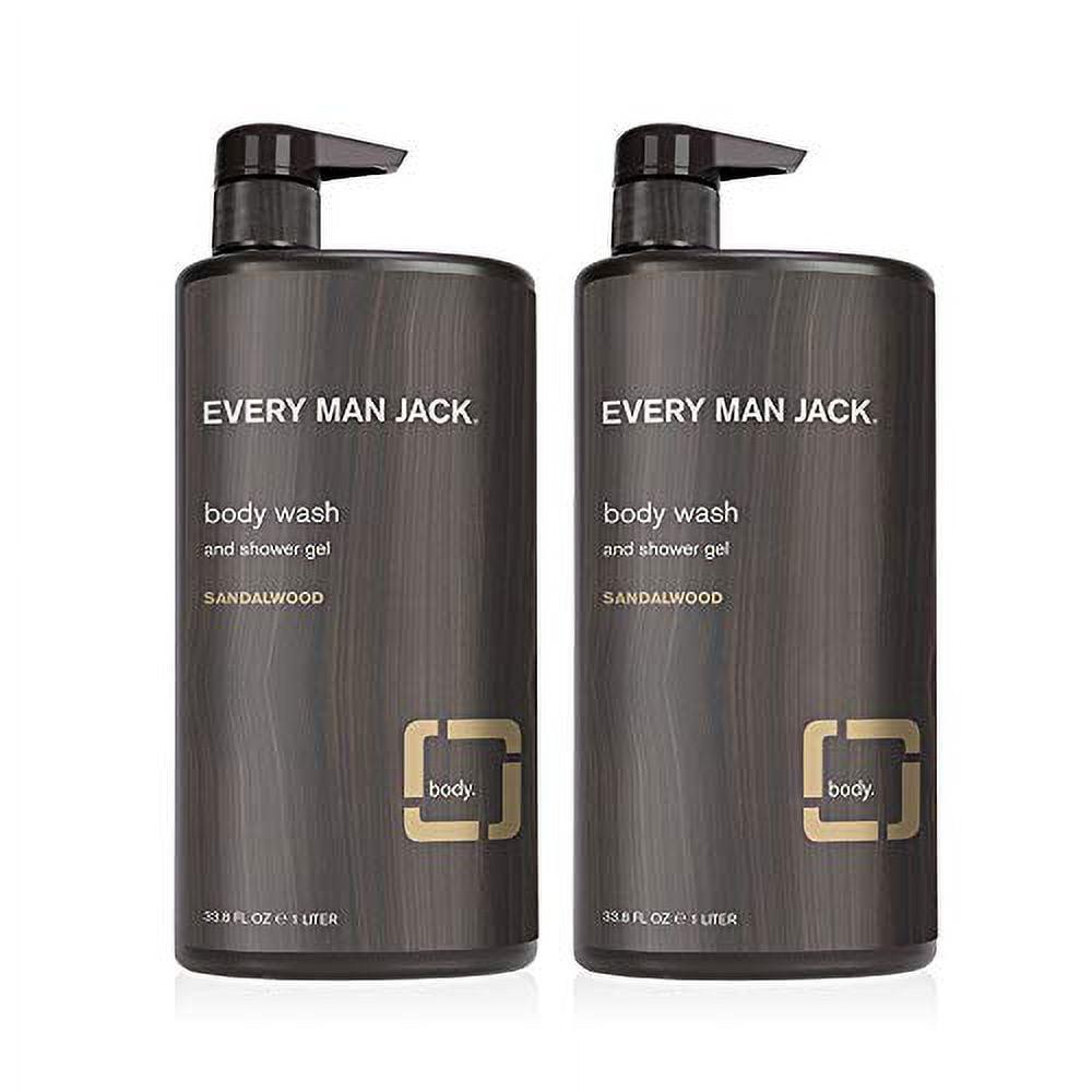 Every Man Jack Mens Sandalwood Body Wash for All Skin Types - Cleanse, Nourish, and Hydrate Your Skin with Naturally Derived Coconut and Glycerin - 2 Bottle