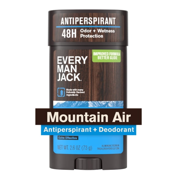 Every Man Jack Mountain Air Antiperspirant Deodorant  Smooth Glide, 48-Hour Odor & Sweat Defense, 2.6 oz