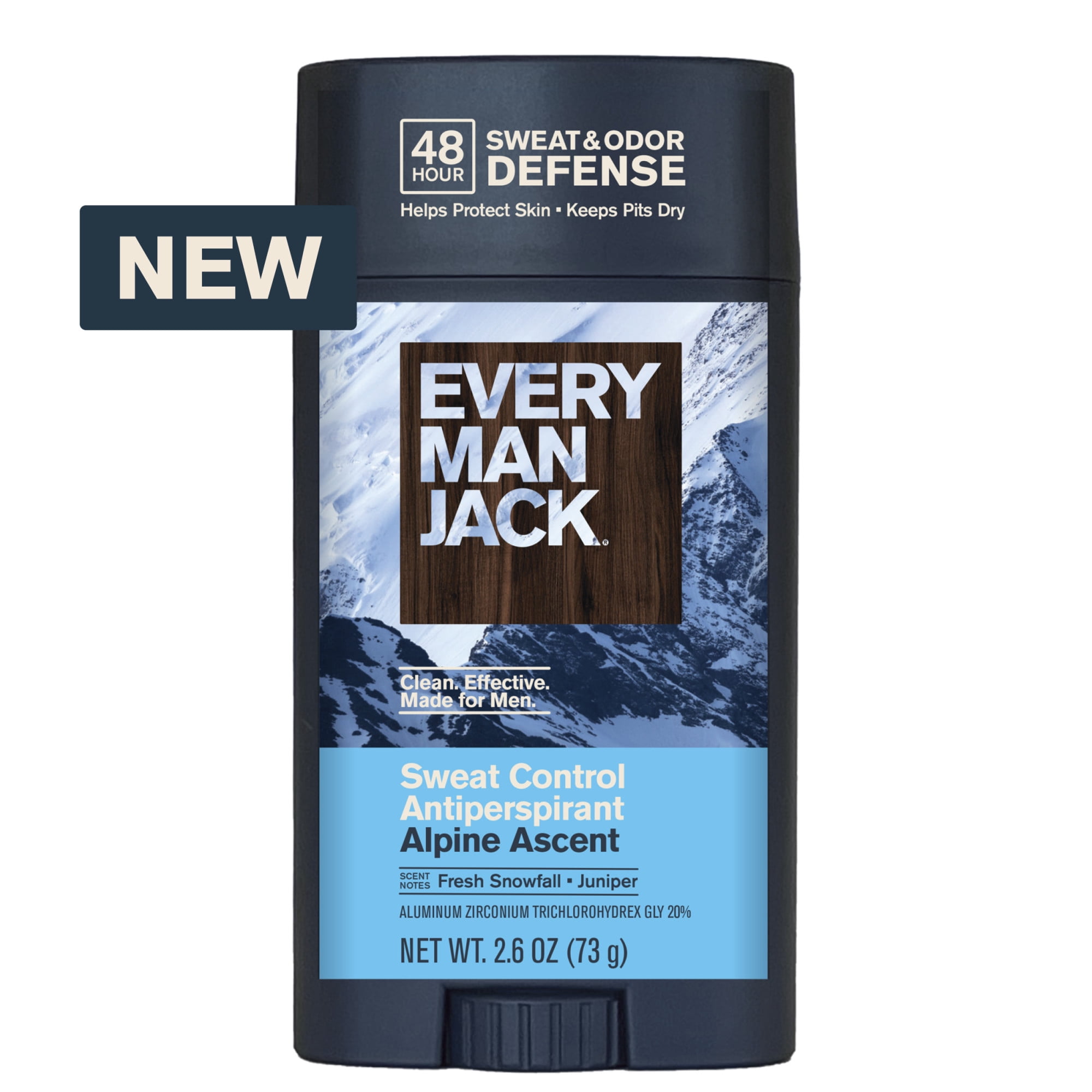 Every Man Jack Alpine Ascent Antiperspirant Deodorant – Smooth Glide, 48-Hour Odor & Sweat Defense, 2.6 oz