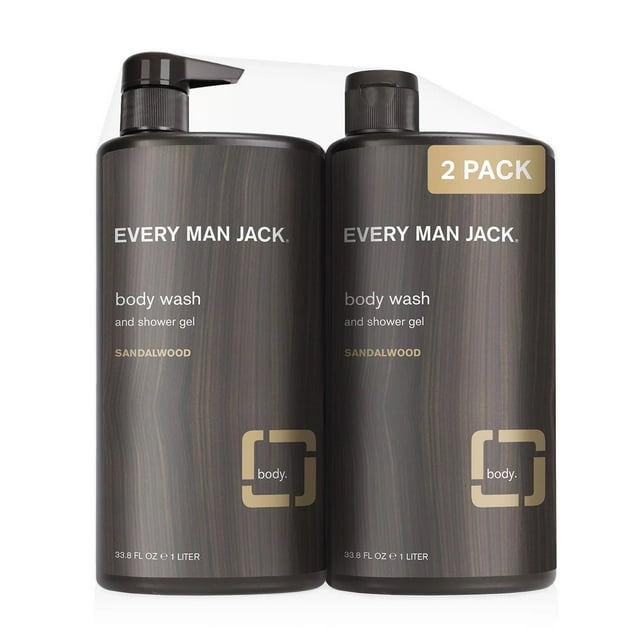 Every Man Jack Sandalwood Shower Gel Body Wash, Twin Pack (33.8 fl. oz