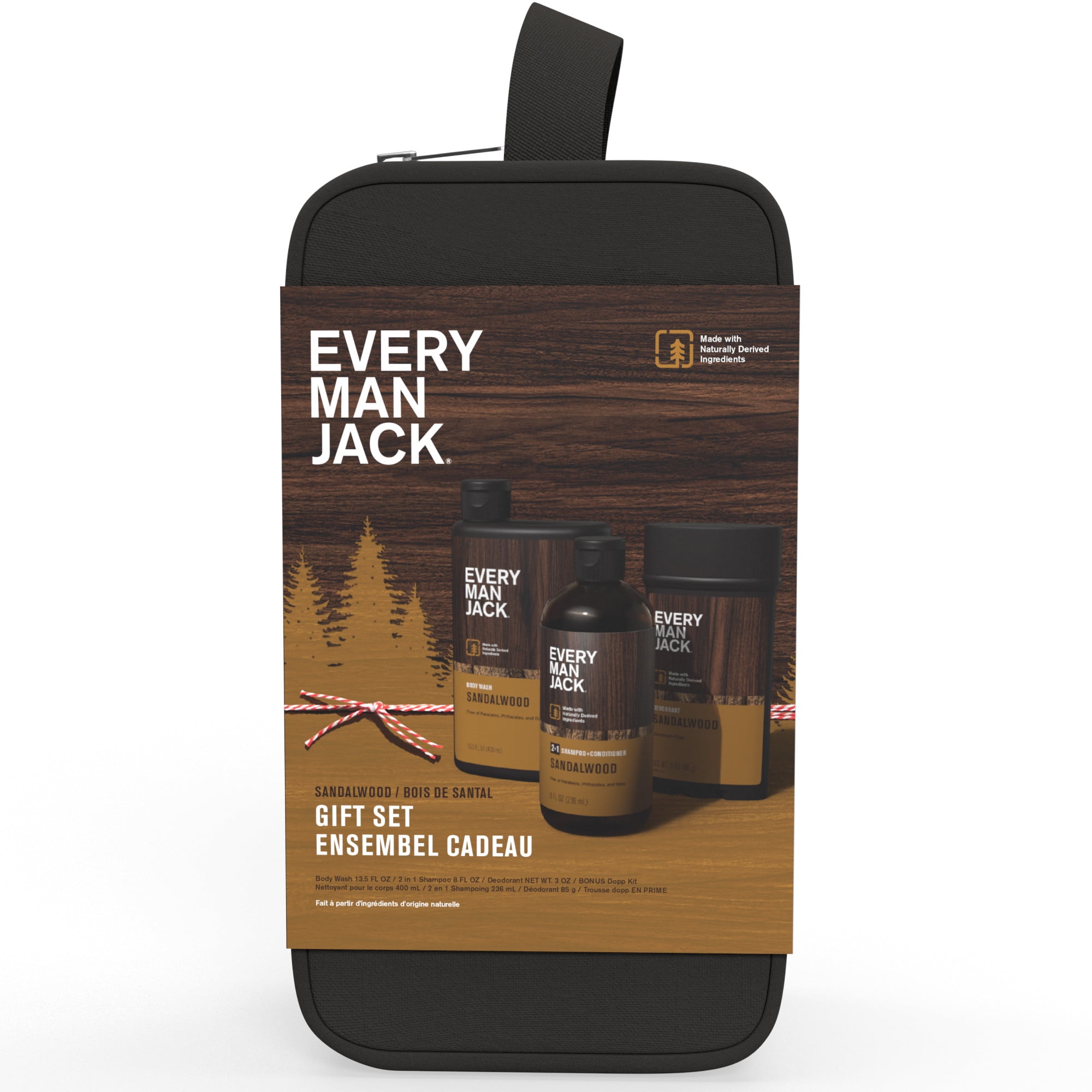 Every Man Jack Sandalwood Holiday Gift Set for Men Body Wash, Shampoo