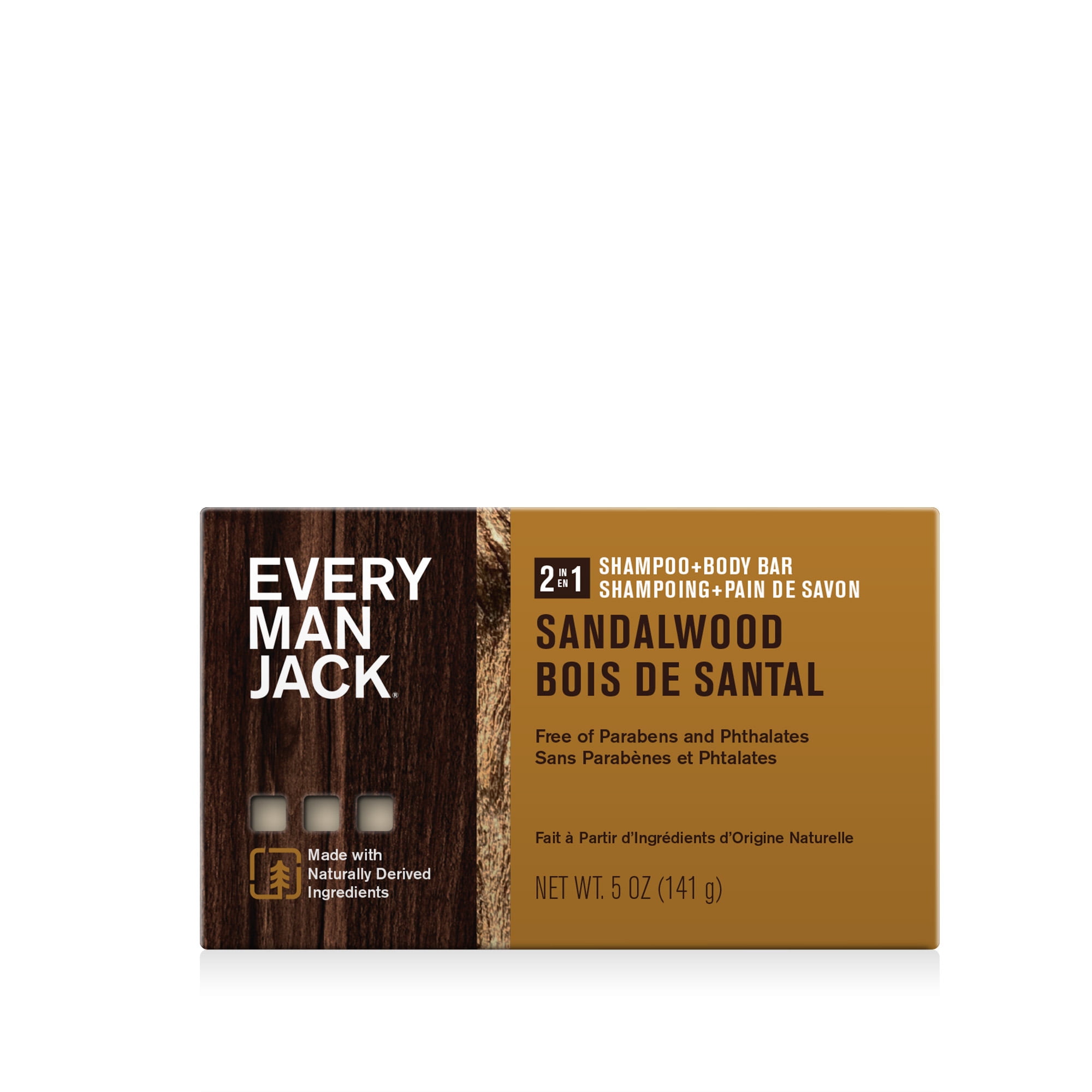 Every Man Jack Sandalwood Mens 2in1 Bar Soap Wash and Shampoo 5oz