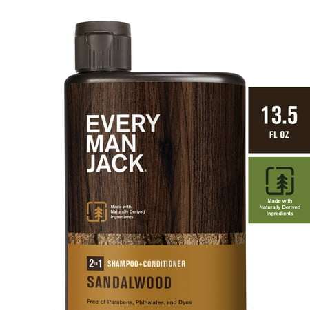 Every Man Jack Sandalwood Mens 2-in-1 Shampoo + Conditioner - for All Hair Types - 13.5oz