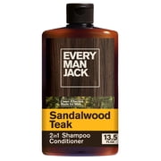 Every Man Jack Sandalwood Teak Daily 2-in-1 Shampoo and Conditioner for Men, Naturally Derived, 13.5 oz
