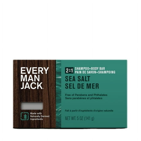 Every Man Jack Sea Salt Mens 2-In-1 Body Bar And Shampoo, 5 Oz, 6 Pack