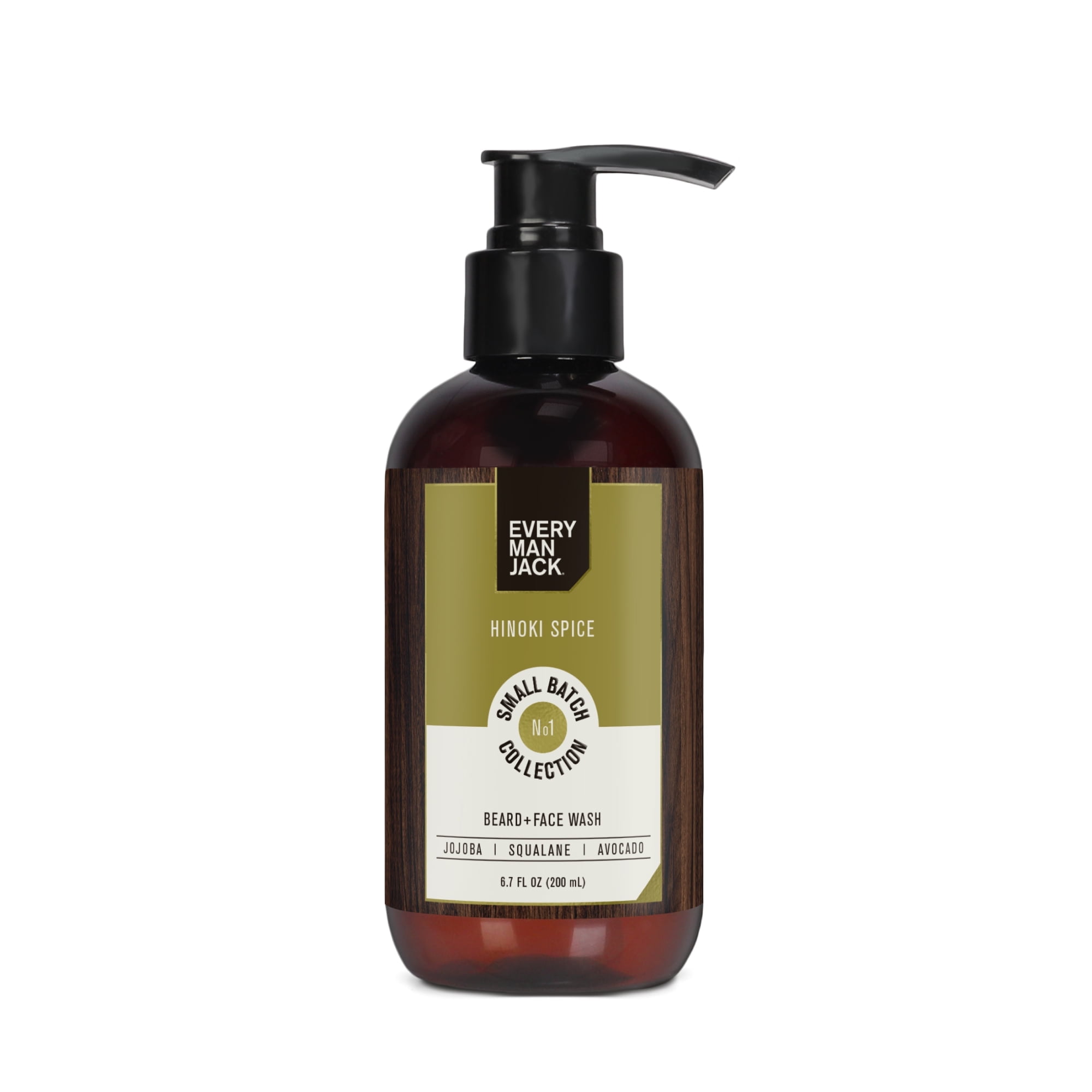 Every Man Jack Small Batch Beard + Face Wash - Hinoki Spice Fragrance - 6.7 oz