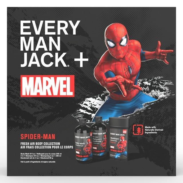 Every Man Jack Spiderman Bath and Body Holiday Gift Set for Men Body