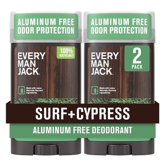 Every Man Jack Surf + Cypress Mens Aluminum Free Deodorant - Twin Pack