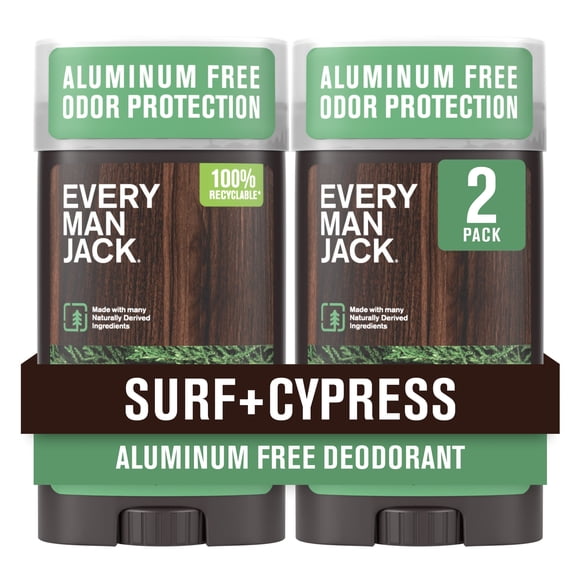 Every Man Jack Surf + Cypress Mens Aluminum Free Deodorant - Twin Pack