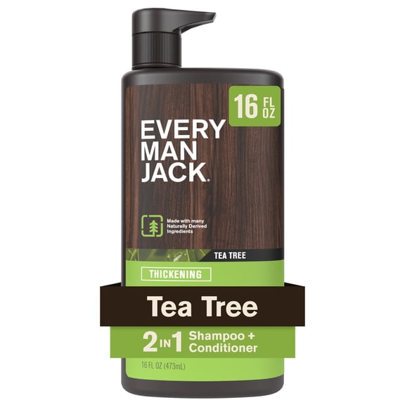 Every Man Jack Tea Tree Daily 2-in-1 Shampoo and Conditioner for Men, Naturally Derived, 16 oz