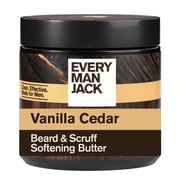 Every Man Jack Beard & Scruff Softening Butter - Vanilla & Cedar Fragrance - Naturally Derived With Shea Butter & Coconut Oil - 4 oz