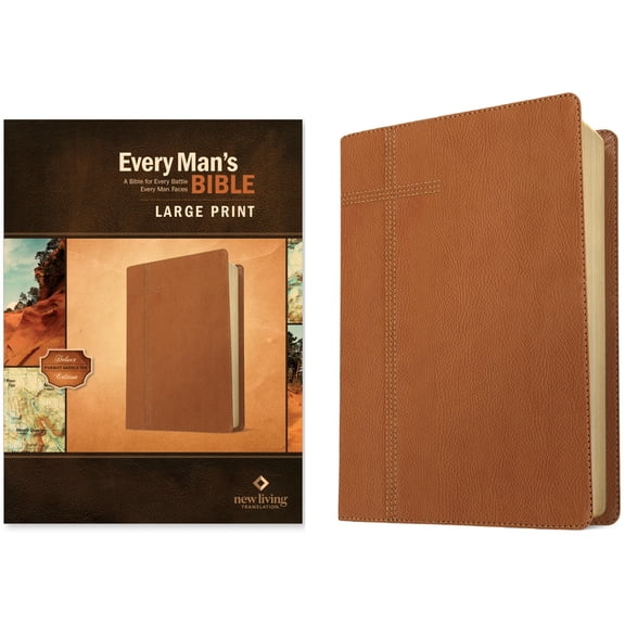 Every Man's Bible NLT, Large Print (LeatherLike, Pursuit Saddle Tan) (Hardcover)