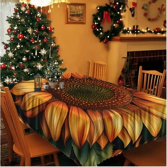 Every Meal Sunflower Tablecloth – Waterproof, Wrinkle-Free, Elegant Dining Table Cover for Any Occasion, Easy to Clean, Perfect for Casual or Formal Settings