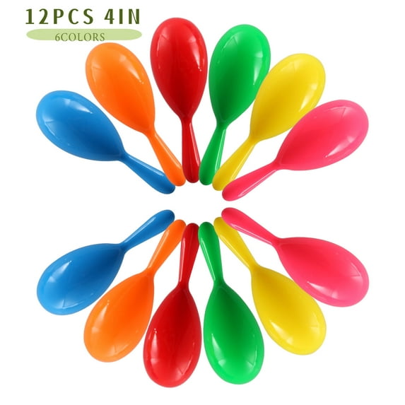 Every Moment Counts 12pcs 4in Mini Neon Maracas for Kids, Toys for Children, Adorable Party Favors, Noisemaker for Cinco de Mayo Day, Luau Party Birthday Christmas Party Supplies Kids Boys Girls