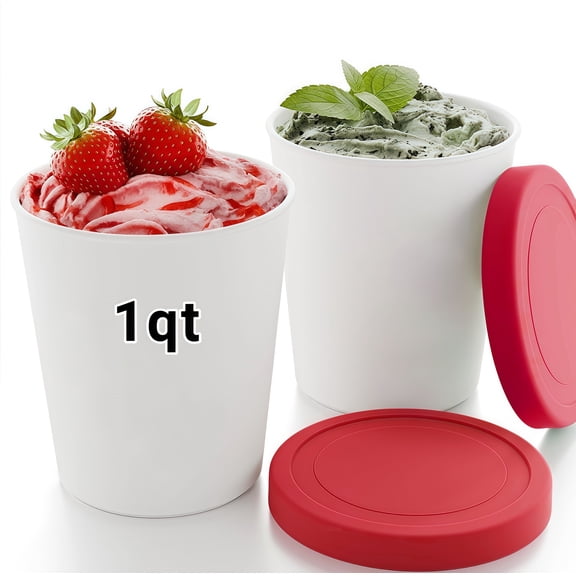 Every Moment Counts 2PC Ice Cream Containers with Lid, Leak-Free Ice Cream Containers with Silicone Lids, Meal Prep Containers Snack Containers Free Stackable Food Containers