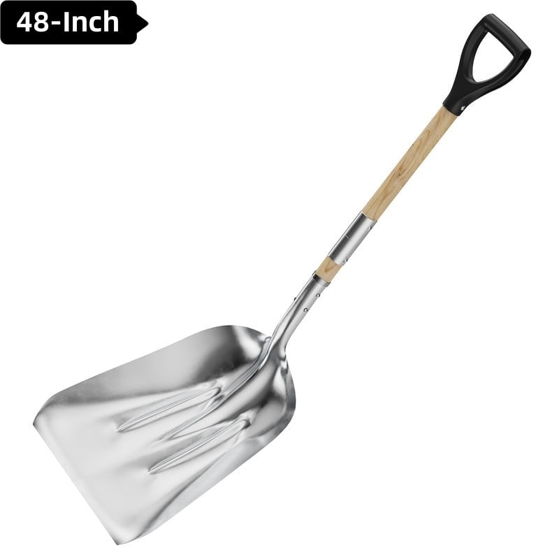 Every Moment Counts 48in Heavy Duty Metal Shovel with Hardwood Handle and D-Grip, Aluminum Shovel, Snow Shovel for Car