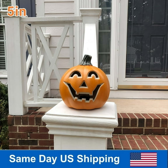 Every Moment Counts 5" Mini Smiling Jack O' Lantern - Tabletop LED Light, Indoor Halloween Desk Decor