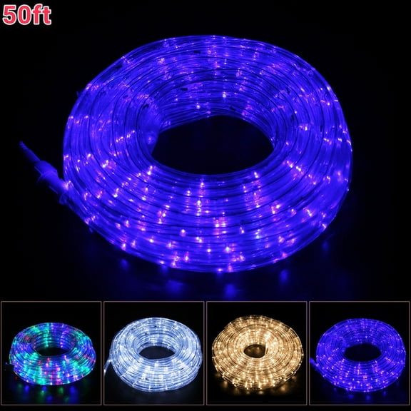 Every Moment Counts 50ft Blue LED Rope Lights - Adjustable Glitter & Brightness w/Remote, Waterproof for Pool Landscape/Deck Stair Lighting, Commercial Grade Outdoor - Cut-to-Fit Design 110V