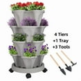 thumbnail image 1 of Every Moment Counts Stackable Planter 4-Tier, Vertical Gardening System for Succulents, Herbs & Veggies – Build Your Own Green Oasis Indoors or Outdoors, Easy Assembly Durable Design, Agreeable Gray, 1 of 8