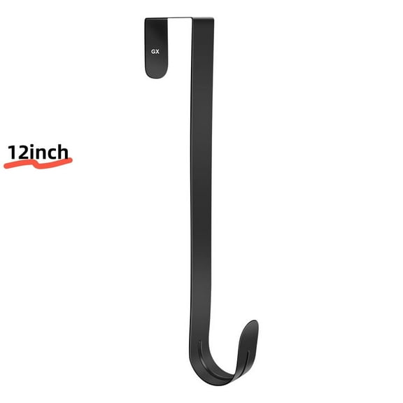 Every Moment Counts Wreath Hanger Over The Door 12 Inch 1 Pack, Large Wreath Metal Hook for Christmas Wreath Front Door Hanger, Door Hooks for Hanging, Ornament Hooks, Black