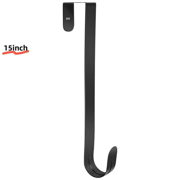 Every Moment Counts Wreath Hanger for Front Door 15 Inch 1 Pack, Metal Holder Wreath Door Hanger, Over The Door Hanger Hook, Larger Door Wreath Hanger Christmas Wreaths Decorations Hook, Black