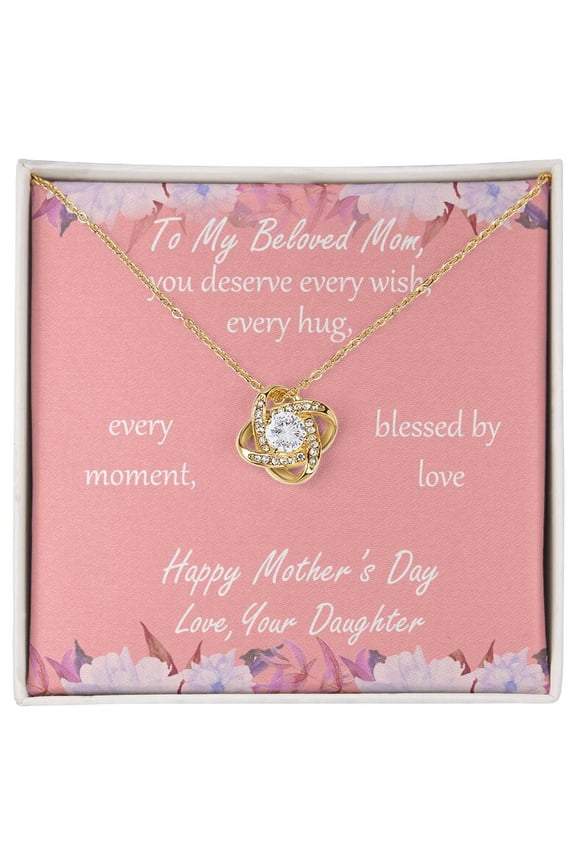 Every Moment, Mother'S Day Bangle Beautiful Necklace, Message Card and Box, White Love Knot Necklace