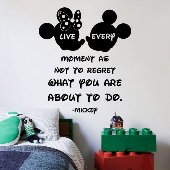 Every Moment Quote Minnie Mickey Disney Cartoon Quotes Wall Sticker Art Decal for Girls Boys Room Bedroom Nursery Kindergarten Fun Home Decor Stickers Wall Art Vinyl Decoration Size (10x8 inch)