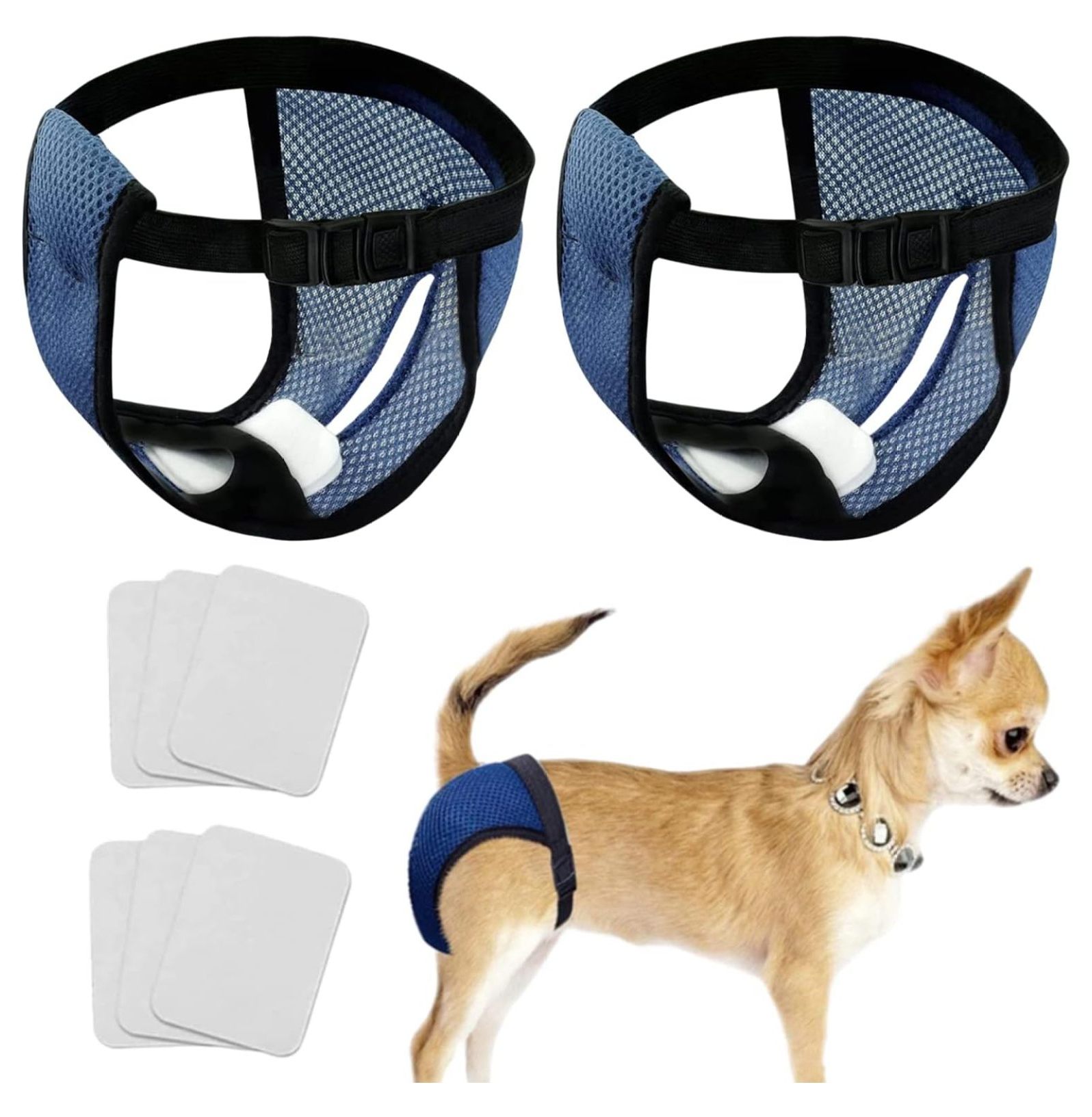 Every Pet Reusable Diapers with 3 Replace Diaper,Breathable Mesh Washable Dogs Sanitary Pads