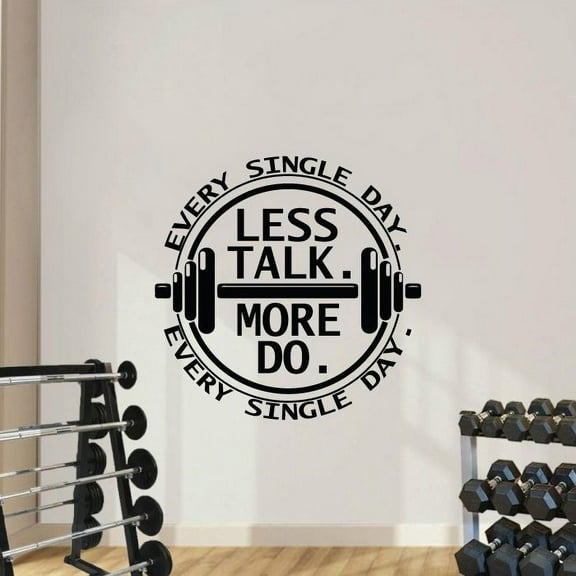 Every Single Day. Less Talk. More Do. Every Single Day. - Exercise Workout Quote Barbell Dumbbell Motivation Vinyl Wall Art Sticker Decal Home Gym Workout Area Fitness Decoration Size (30x28 inch)