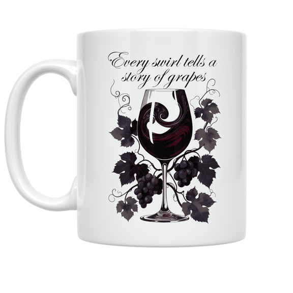 Every Swirl Tells a Story of Grapes - Wine Enthusiast - 11 oz Ceramic Coffee Mug