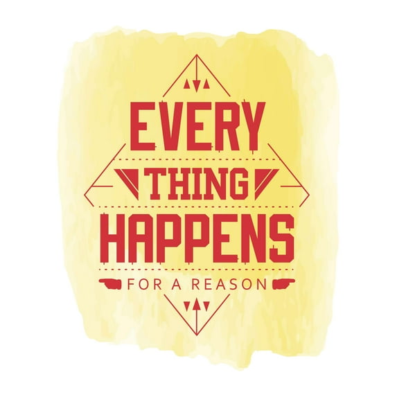 Every Thing Happens For A Reason Positive Empowering Quote Watercolor Vinyl Design Wall Art Sticker Designs Vinyl Stickers For Home House Walls Rooms Windows Bedroom Decoration Size (26x26 inch)