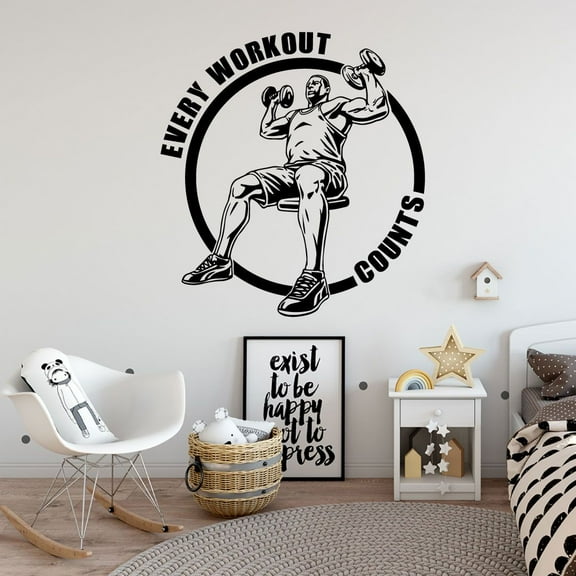 Every Workout Counts - Workout Motivation Inspirational Quote Quotes Fitness Healthy Life Style Wall Art Vinyl Sticker Decal Home Décor Work Out Wall Sticker Home Gym Bedroom Size (10x10 inch)