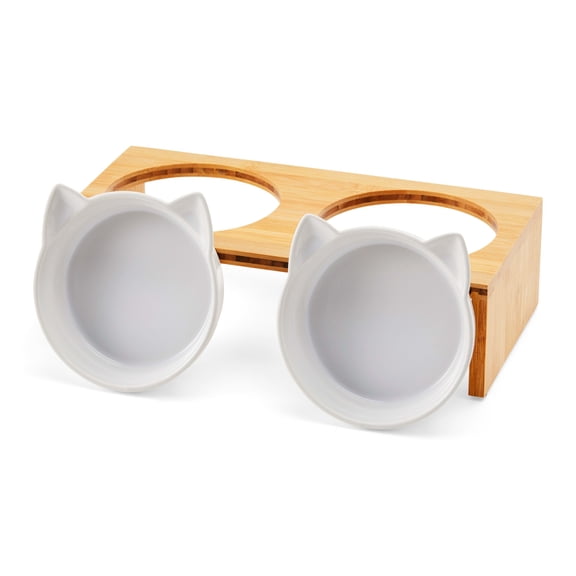 EveryYay Better Together Elevated Bamboo Diner for Cats 0.75 Cups