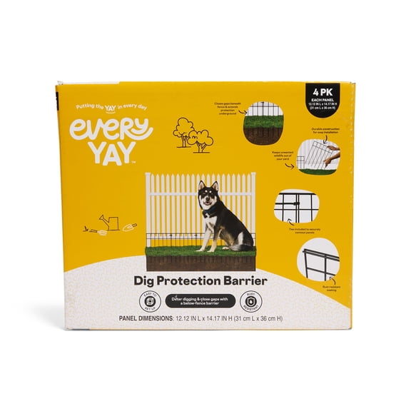 EveryYay Dig Protection Fence Barrier for Dogs, 14.17" H, Black, Pack of 4