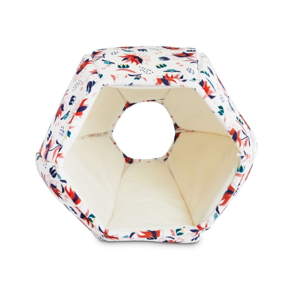 EveryYay Essentials Snooze Fest Ivory Floral Bubble Cave Cat Bed, 15" L X 15" W X 11" H