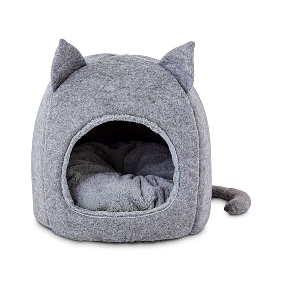 EveryYay Snooze Fest Fellow Feline Hooded Igloo Cat Bed 15.5" L X 15.5" W X 15" H
