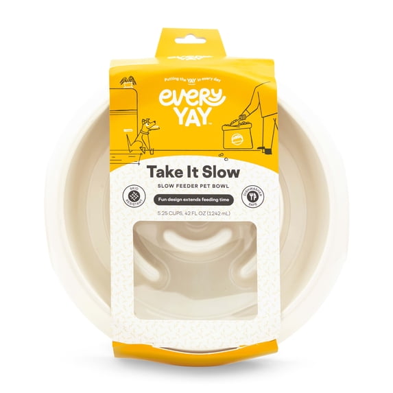 EveryYay Take it Slow White Slow Feeder Pet Bowl 5.25 Cups