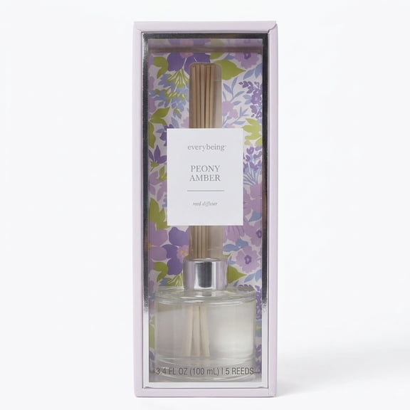 Everybeing Peony Amber Reed Diffuser Home Fragrance 3.4 fl oz 100ml 5 Reeds New