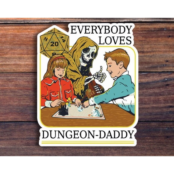 Everybody Loves Daddy Retro Style Dice Roleplay Game Sticker