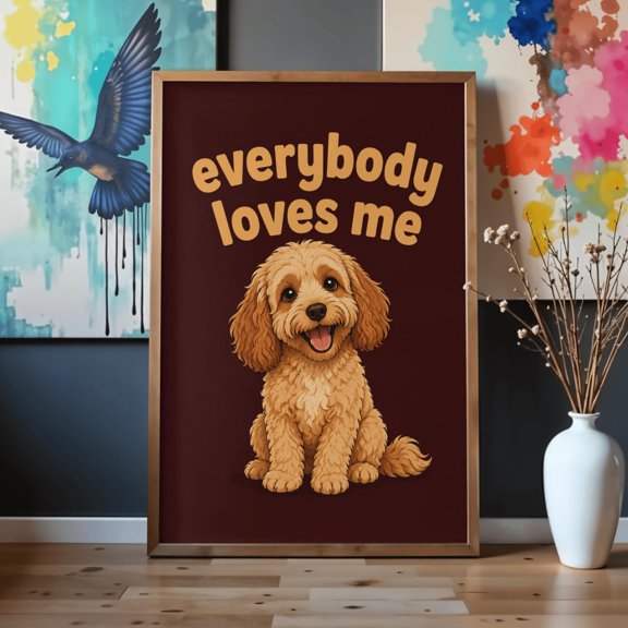 Everybody Loves Me Cockapoo Poster | Cockapoo Dog Wall Art | Cockapoo Gift | Dog Lover Decor | Cute Puppy Print | Pet Humour Poster, Poster Only