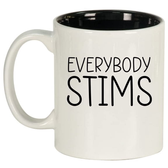 Everybody STIMS Autism Awareness Special Education Teacher Neurodiversity Therapist Ceramic Coffee Mug Tea Cup Gift for Her, Him, Friend, Coworker, Wife, Husband (11oz White)
