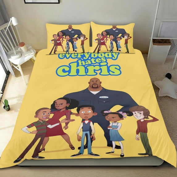 Everybody Still Hates Chris Themed Bed Sheet Set Three Piece Set 53x79 In ches Comfortable And Skin Friendly Unique Design Creating A Star Studded Night Home Gifts For Family Friends fans