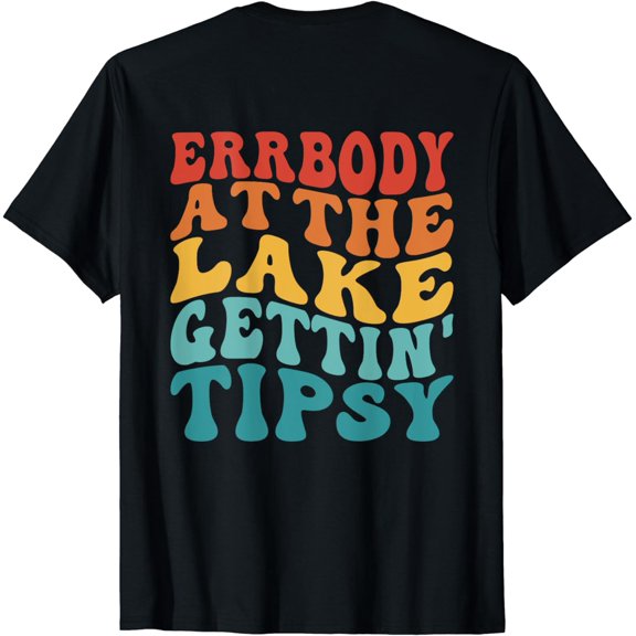 Everybody in the lake getting tipsy retro groovy Lake life T-Shirt