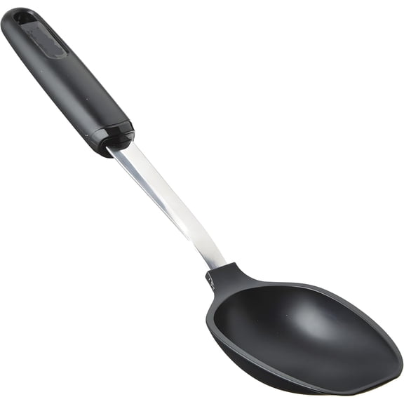 Everyday 13-Inch Flat Edge Basting Spoon Heat Resistant Nylon Head (Safe to 400F) with Stainless Steel Connection Safe for Nonstick & Ceramic Cookware, Durable Kitchen Spoon