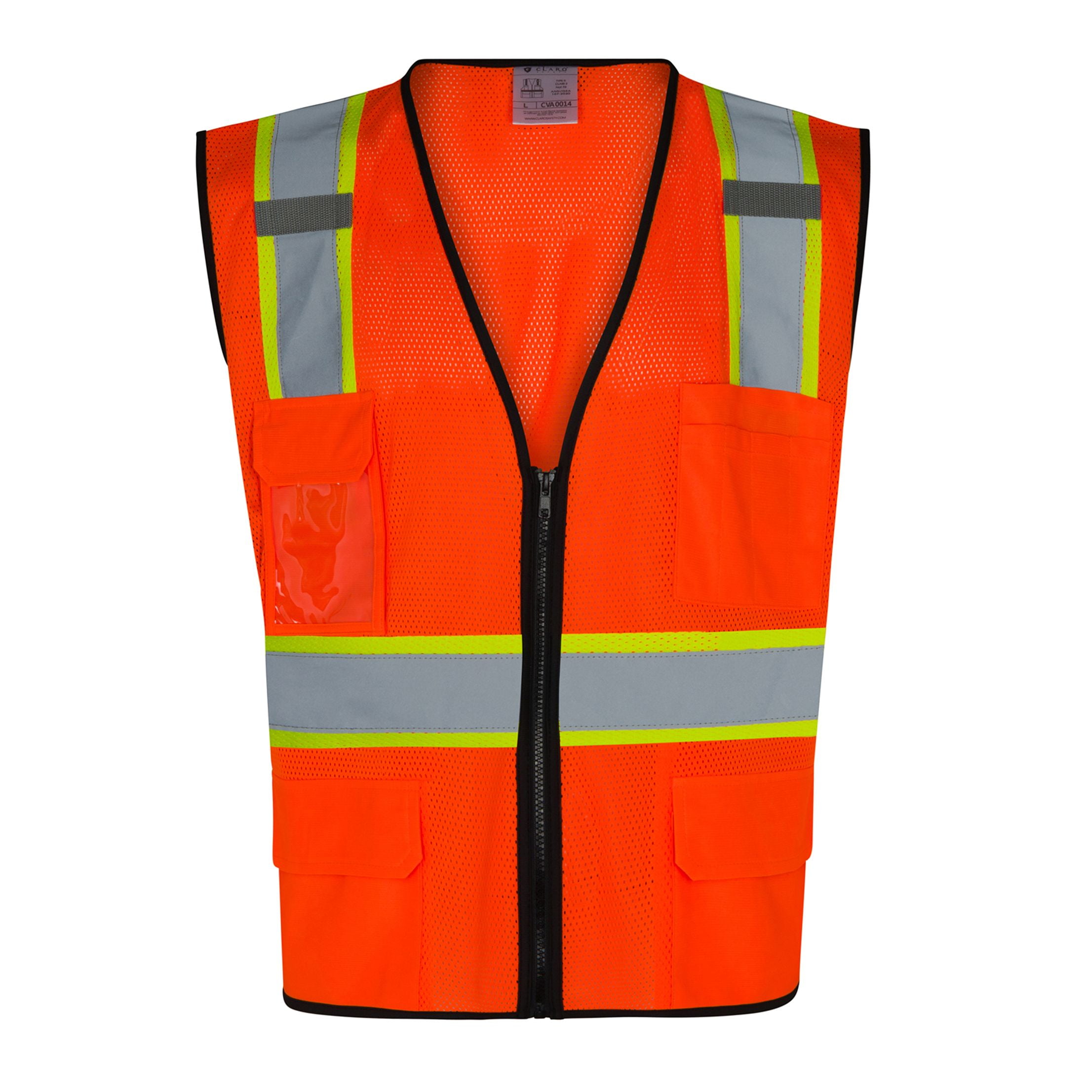 Kishigo Black Series Reflective Safety Vest – ANSI Class 2, 6 Pockets, Heavy Duty Mesh – Orange, Large