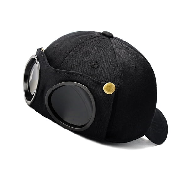 Everyday Baseball Cap With Attached Goggle Detail, Curved Brim Headwear for Travel Days and Outdoor Activities
