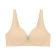 thumbnail image 1 of Everyday Bra for Women Comfort Wireless Full-coverage High Support Four-breasted V Neck Bralettes Cup 85-105 (XX-Large, Beige), 1 of 4